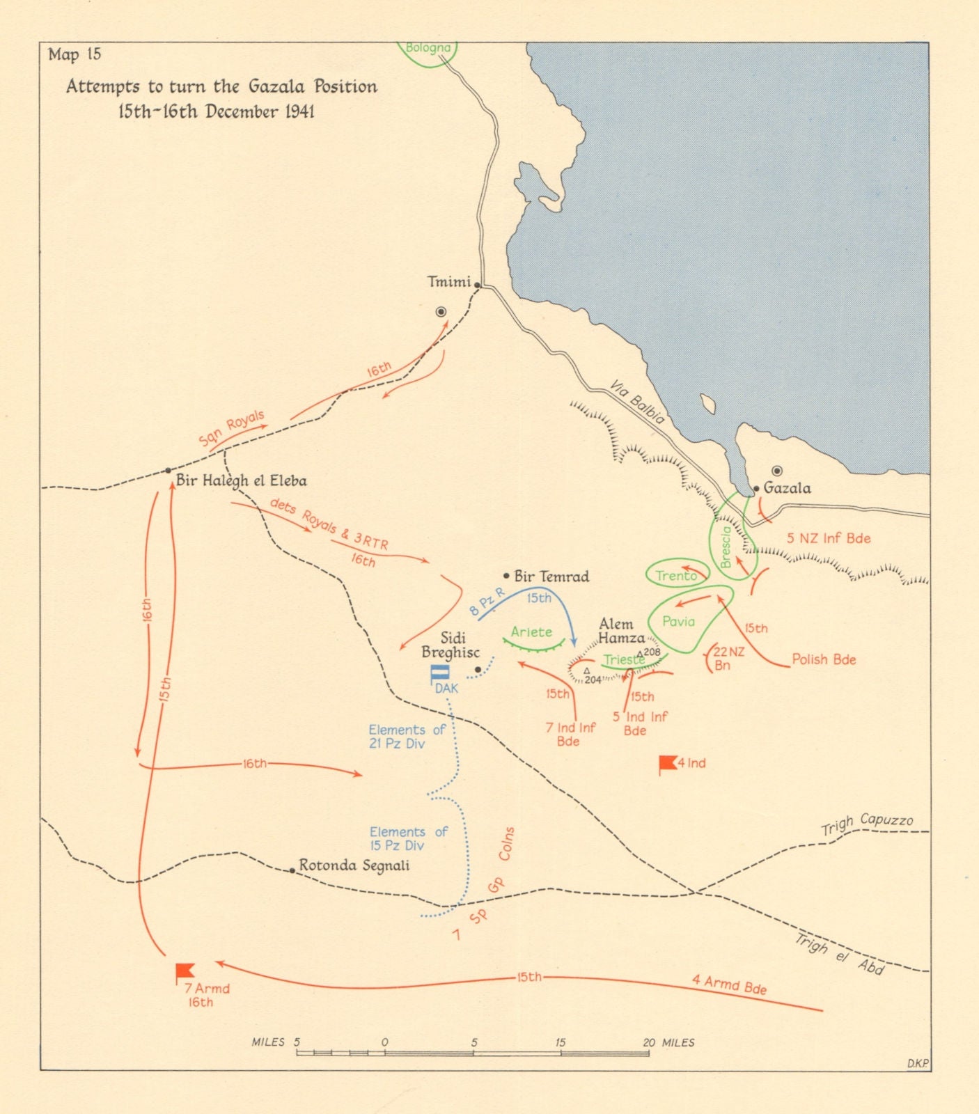 LIBYA. Attempt to turn Gazala Position 15-16 December 1941. World War 2 1960 map